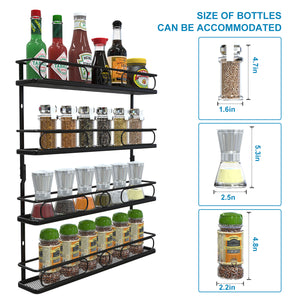 kjsSpice Rack Organizer Wall Mounted 4-Tier Stackable Hanging