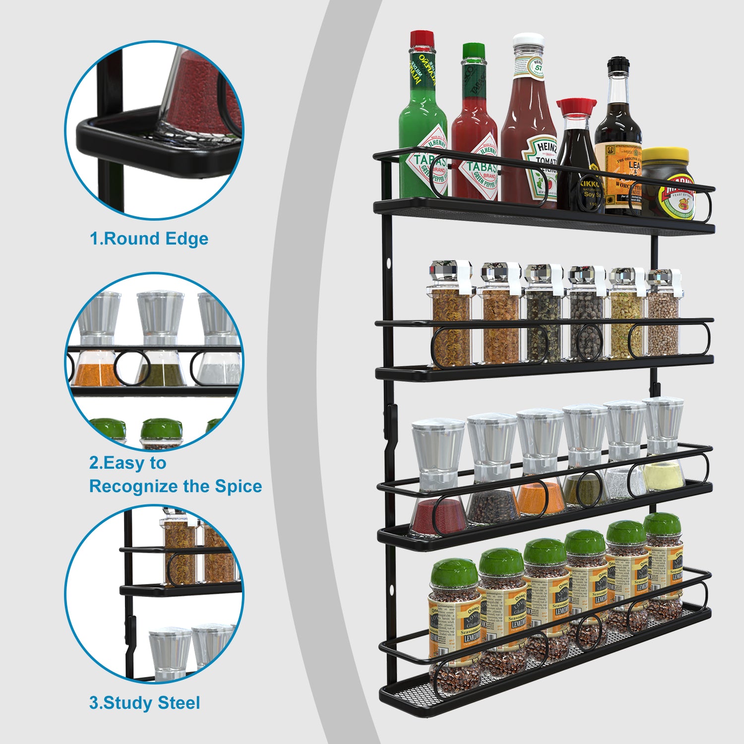 Spice Rack Wall Metal 4 Organizador de estar de Guatemala