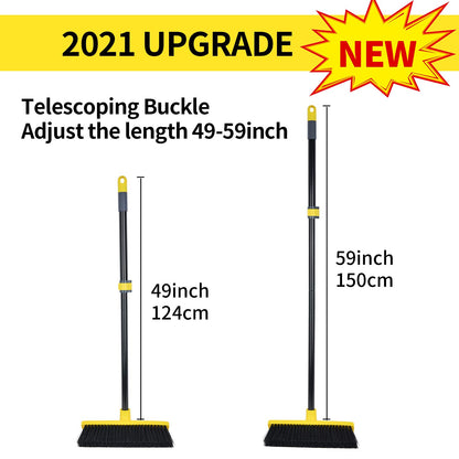 Yard Brush Heavy Duty Outdoor Concrete Broom Telescopic Long Handle with Stiff Bristles for Cleaning Scrubbing Deck Driveway Yard Patio Wood Stone Tile Garden Warehouse Carpet