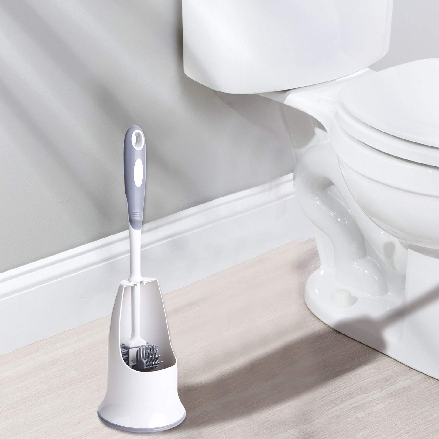 Toilet Brush and Holder,Silicon Toilet Bowl Cleaning Brush Set,Under Rim Lip Brush and Storage Caddy for Bathroom