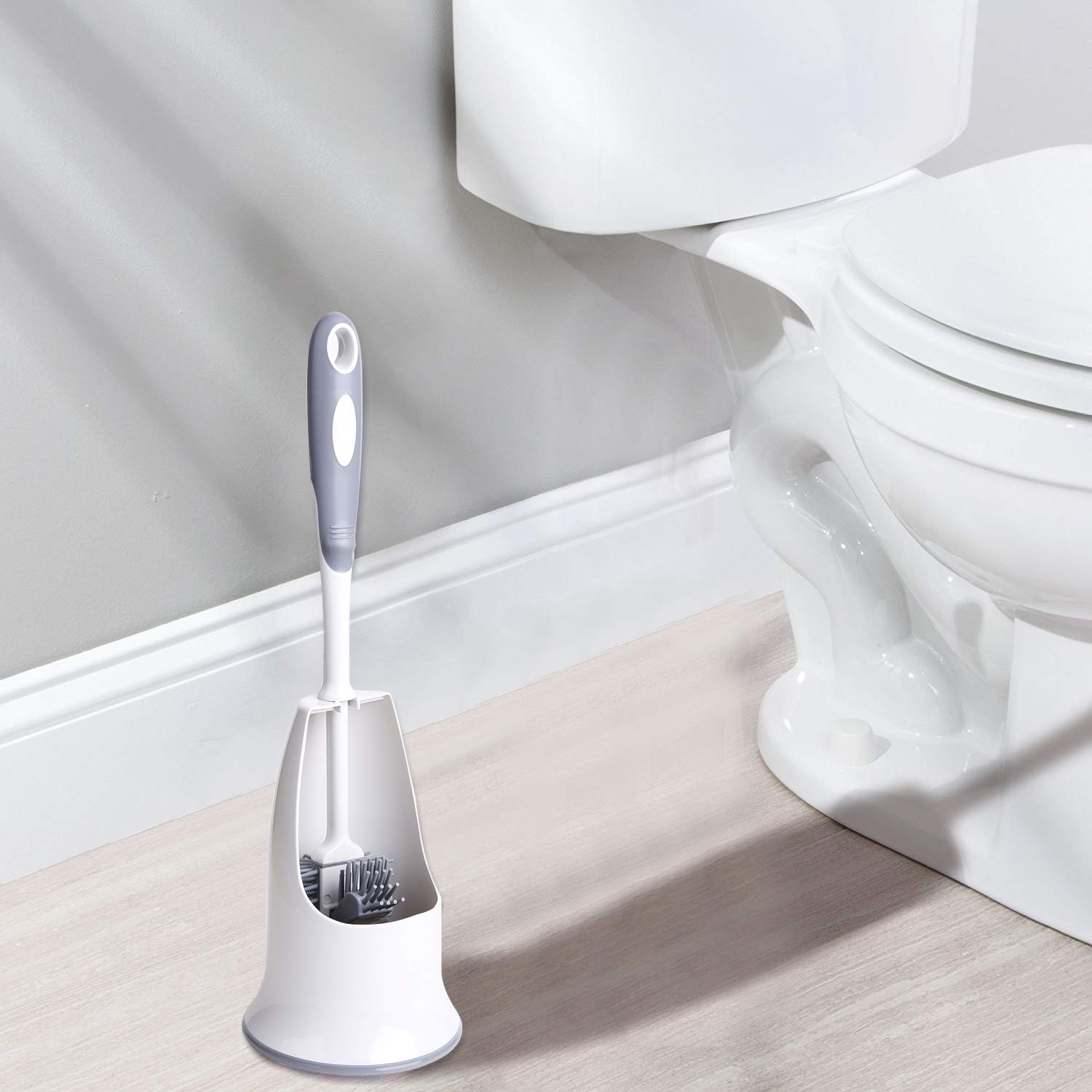 Toilet Brush and Holder,Silicon Toilet Bowl Cleaning Brush Set