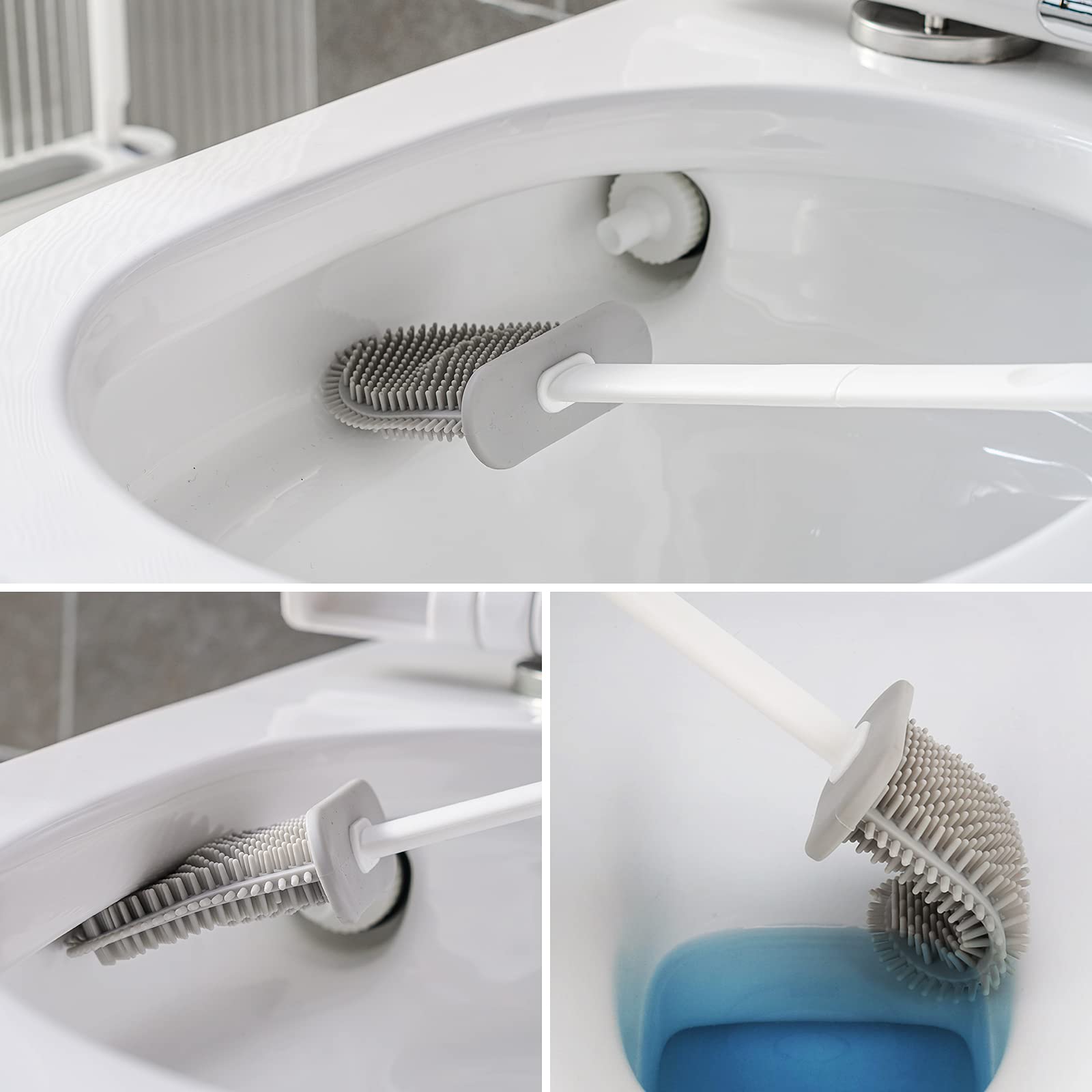 Silicone Toilet Brush - Flat Head Hygienic Toilet Brush and Holder –  Wonderly