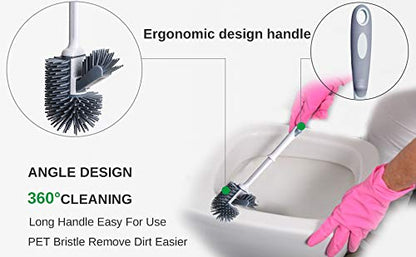 Toilet Brush and Holder,Silicon Toilet Bowl Cleaning Brush Set,Under Rim Lip Brush and Storage Caddy for Bathroom