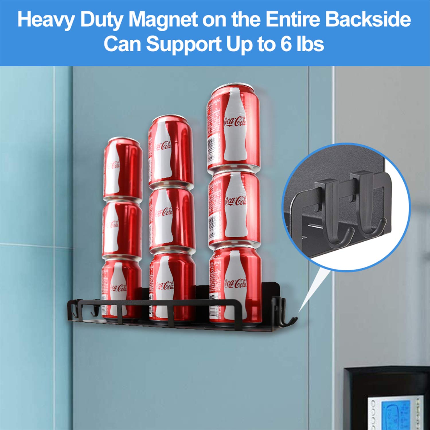 Magnetic Spice Rack for Refrigerator with Hooks, Spice Rack