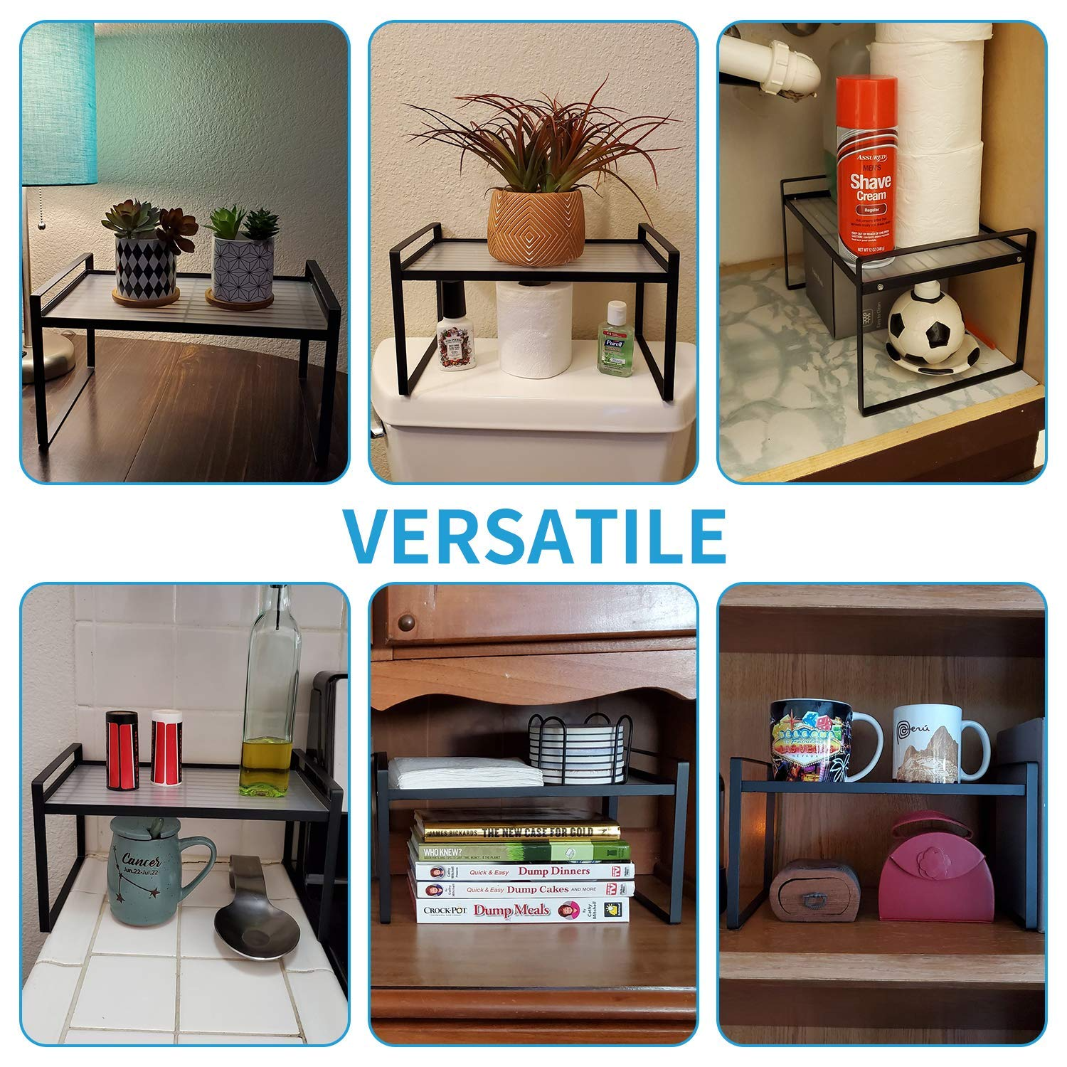 Stackable Cabinet Shelf Organizer Desk Space Saver Freestanding