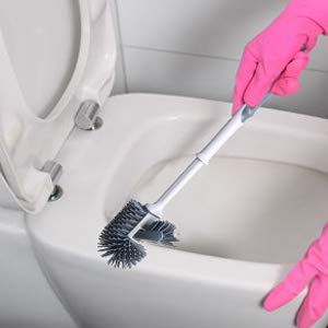 Toilet Brush and Holder,Silicon Toilet Bowl Cleaning Brush Set,Under Rim Lip Brush and Storage Caddy for Bathroom
