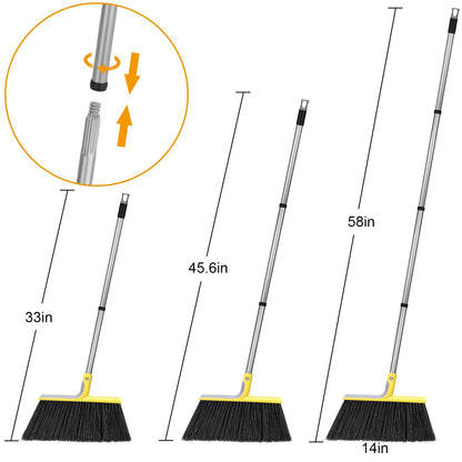 Outdoor Broom for Floor Cleaning,58" Heavy-Duty Commercial Broom for Sweeping Concrete Courtyard Garage Patio Indoor Home Kitchen