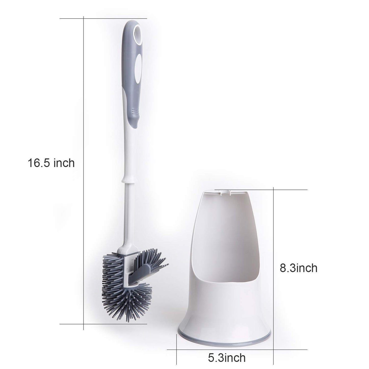Toilet Brush and Holder,Silicon Toilet Bowl Cleaning Brush Set,Under Rim Lip Brush and Storage Caddy for Bathroom