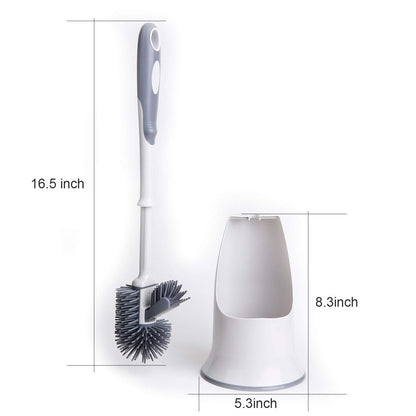 Toilet Brush and Holder,Silicon Toilet Bowl Cleaning Brush Set,Under Rim Lip Brush and Storage Caddy for Bathroom