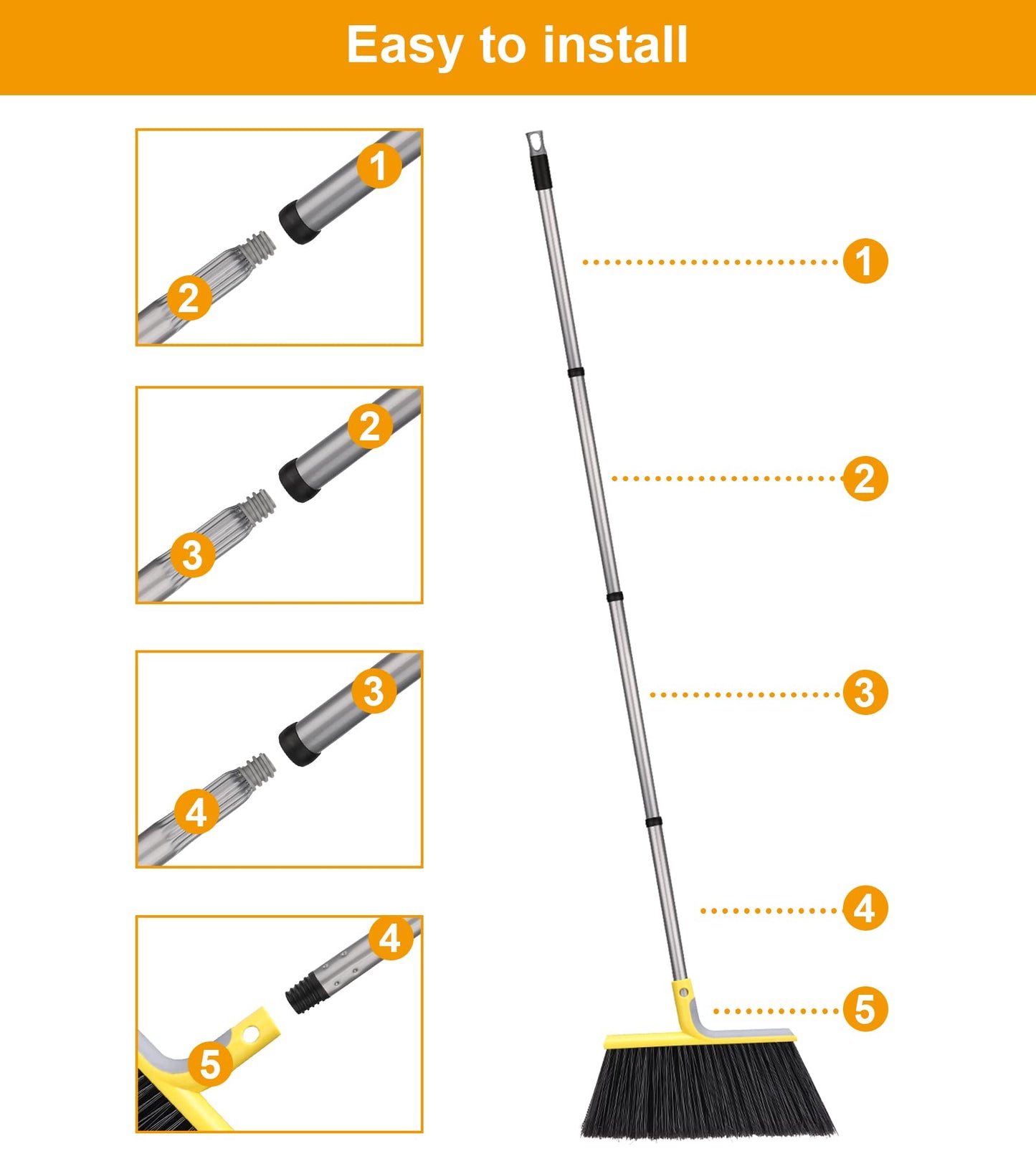 Outdoor Broom for Floor Cleaning,58" Heavy-Duty Commercial Broom for Sweeping Concrete Courtyard Garage Patio Indoor Home Kitchen