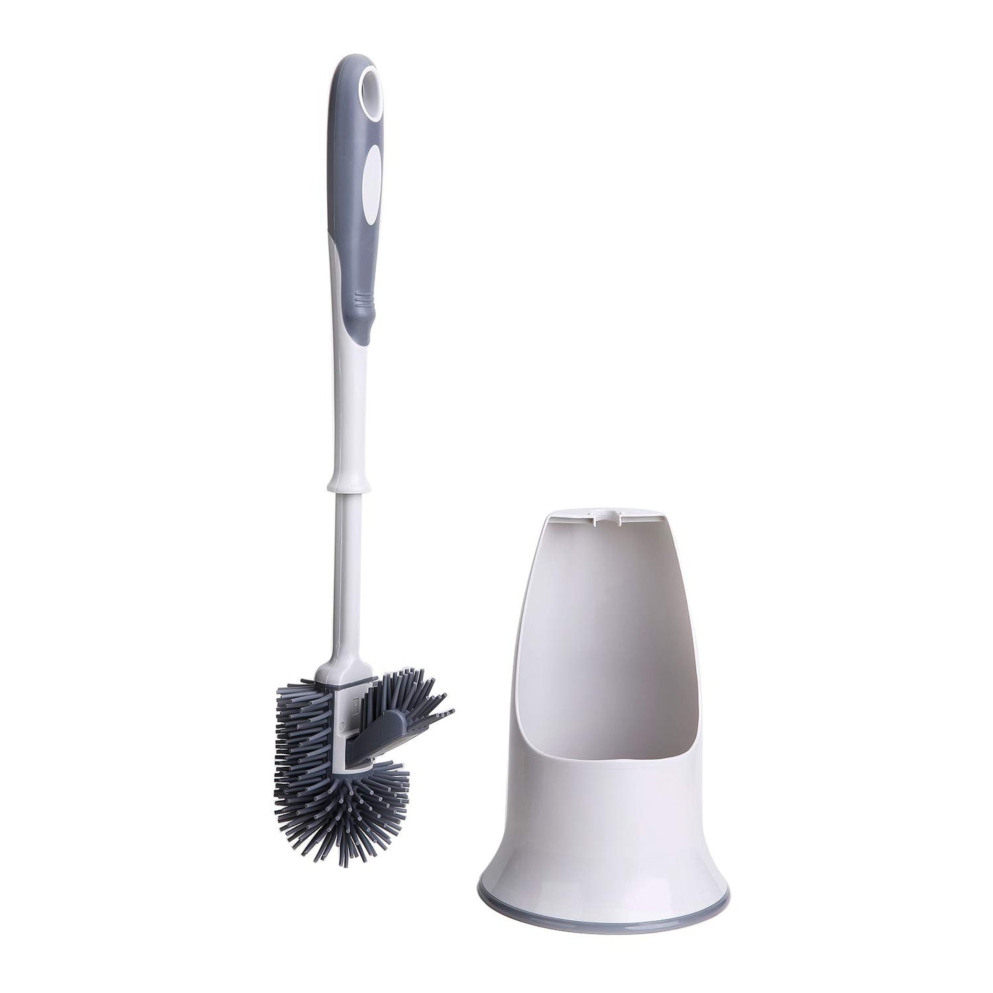 Toilet Brush and Holder,Silicon Toilet Bowl Cleaning Brush Set,Under Rim Lip Brush and Storage Caddy for Bathroom