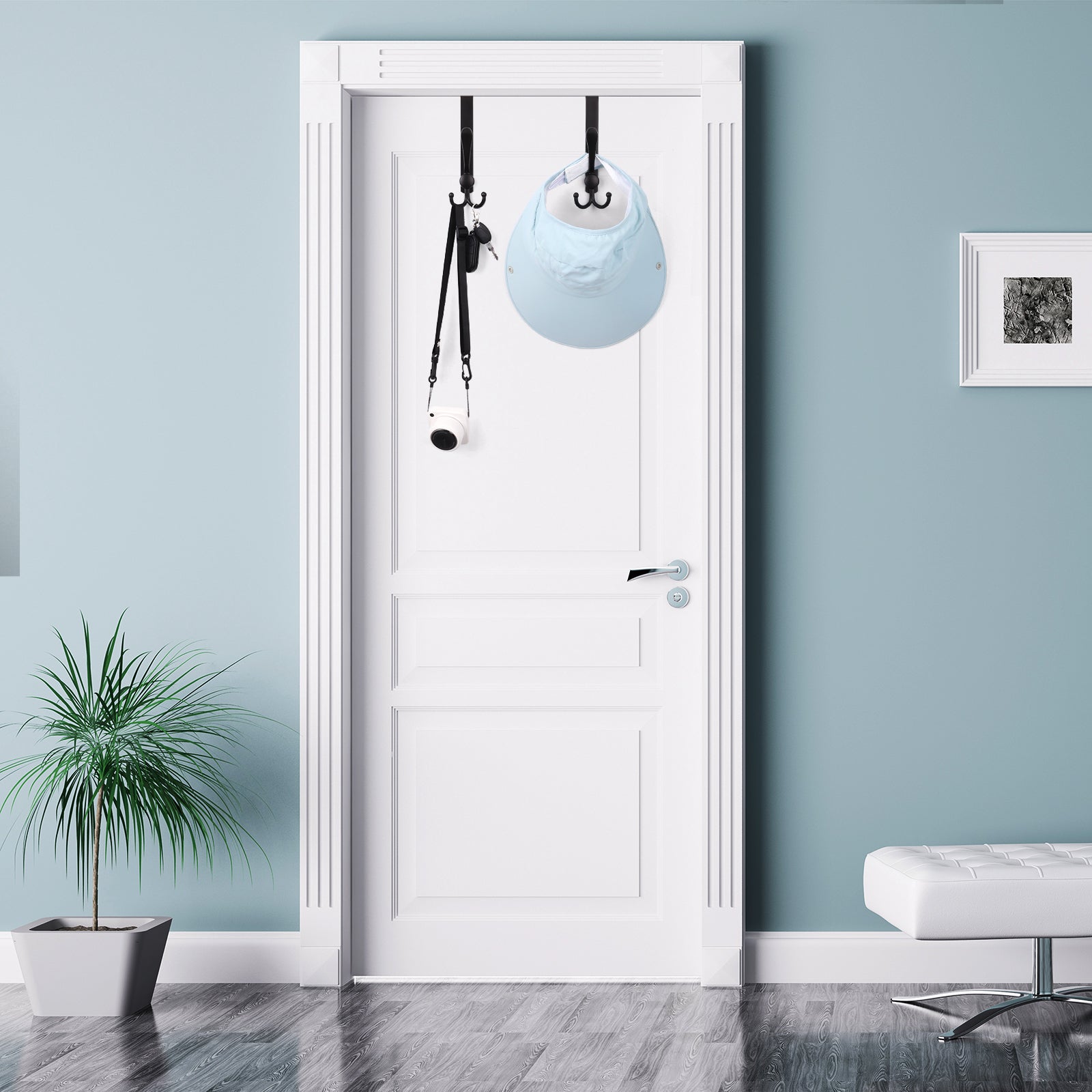 Over The Door Hook,Door Hanger,Triple Door Hooks for Hanging White Over The  Door Towel Rack,Door Coat Hanger,Over Door Coat Rack for